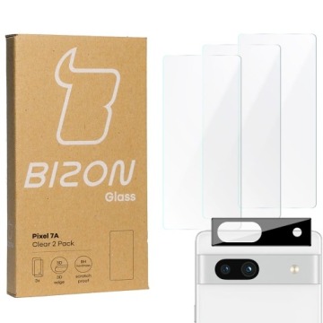 3x Szkło + szybka na aparat BIZON Clear 2 Pack do Pixel 7A
