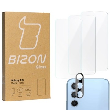 3x Szkło + szybka na aparat BIZON Clear Pack do Galaxy A24