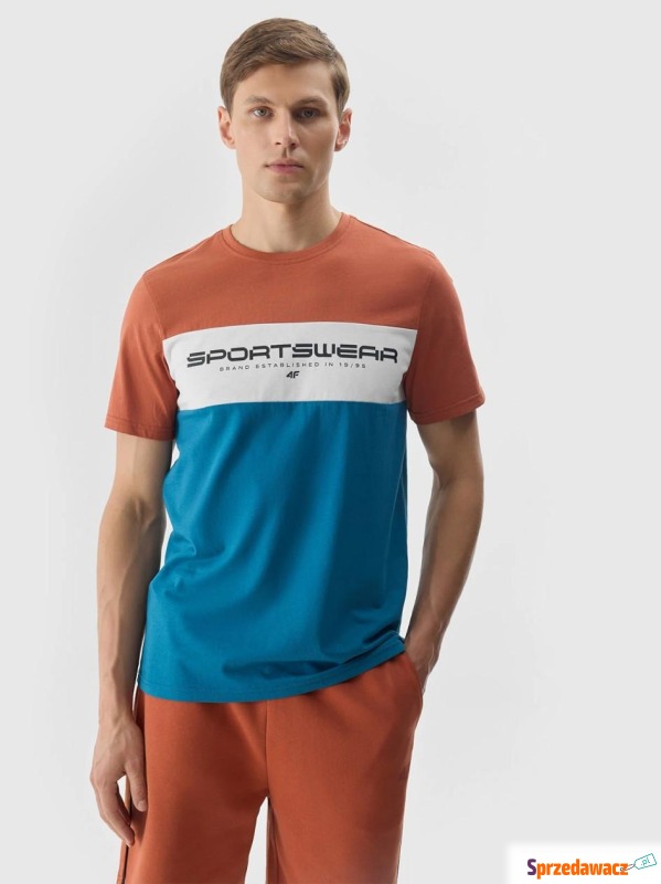 Koszulka Z Krótkim Rękawem Męska Brązowa 4F Brand - Bluzki, koszulki - Chełm