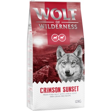 Korzystny pakiet Wolf of Wilderness, 2 x 12 kg - Crimson Sunset, jagnięcina i mięso kozie