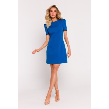 Niebieska mini sukienka z ozdobnymi rękawami