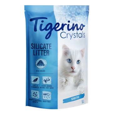 Tigerino Crystals, kolorowy żwirek dla kota - bezzapachowy - Błękitny, 3 x 5 l (ok. 6,3 kg)