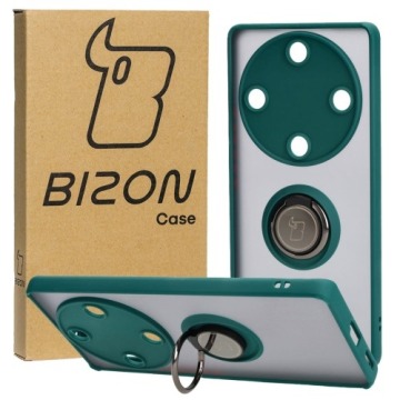 Etui Bizon Case Hybrid Ring do Honor Magic5 Lite, ciemnozielone