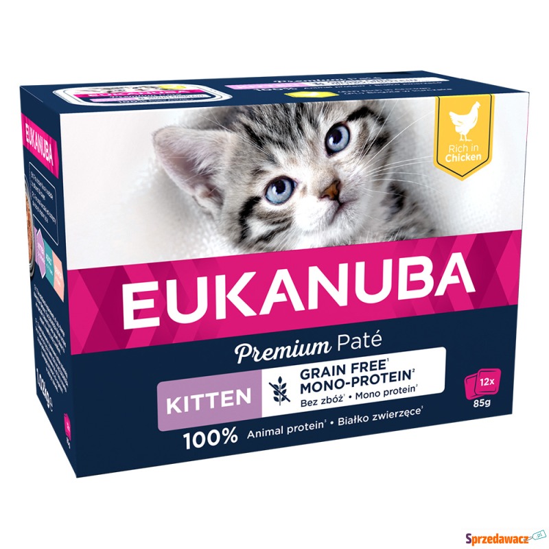 Eukanuba Kitten, bez zbóż, 12 x 85 g - Kurczak - Karmy dla kotów - Piła