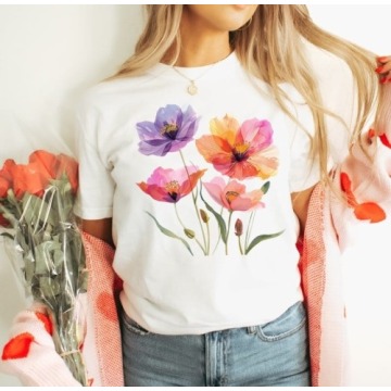 Damska koszulka z nadrukiem wiosenne kwiaty springflowers1