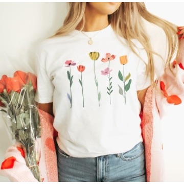 Damska koszulka z nadrukiem wiosenne kwiaty spring4