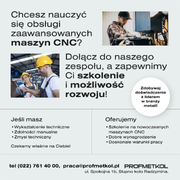 Prof-Met-Kol zatrudni operatorów CNC