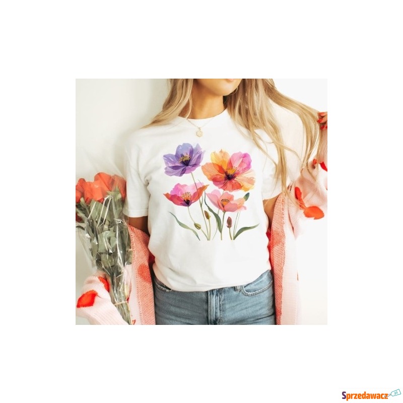 Damska koszulka z nadrukiem wiosenne kwiaty s... - Bluzki, koszule - Radom