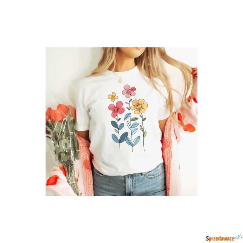 Damska koszulka z nadrukiem wiosenne kwiaty spring3 - Bluzki, koszule - Brzeg