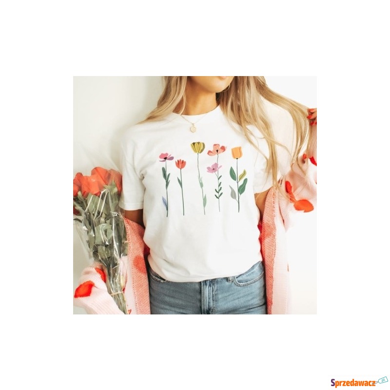 Damska koszulka z nadrukiem wiosenne kwiaty spring4 - Bluzki, koszule - Jelenia Góra