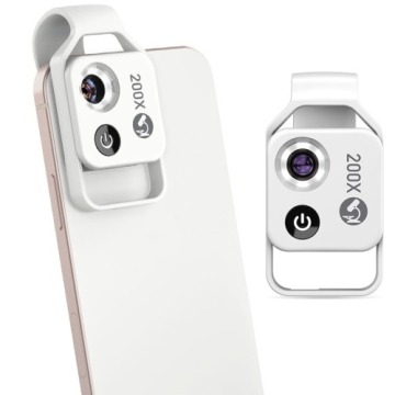 Uniwersalny obiektyw / mikroskop x200 Apexel z klipsem na aparat smartfona / tabletu, biały