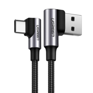 Kabel kątowy Ugreen USB-A / USB-C Quick Charge 3.0, 0,5m, szary