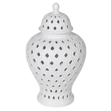 Biała Amfora Ceramiczna Waza Ażurowa Lattice Wys. 31cm