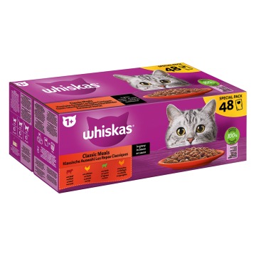 Pakiet Whiskas 1+ Adult, saszetki, 48 x 85 g - Wybór dań klasycznych w sosie