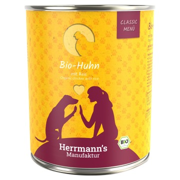 Korzystny pakiet Herrmann's Classic Bio Menu, 24 x 800 g - Biokurczak z bioryżem