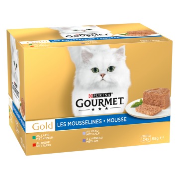 Korzystny pakiet Gourmet Gold Feine Pastete, 24 x 85 g - Pakiet mięsny 2 (królik, cielęcina, wołowin