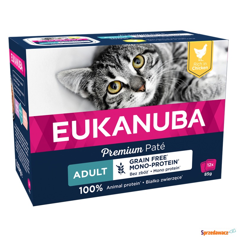 Eukanuba Adult, bez zbóż, 12 x 85 g - Kurczak - Karmy dla kotów - Oława