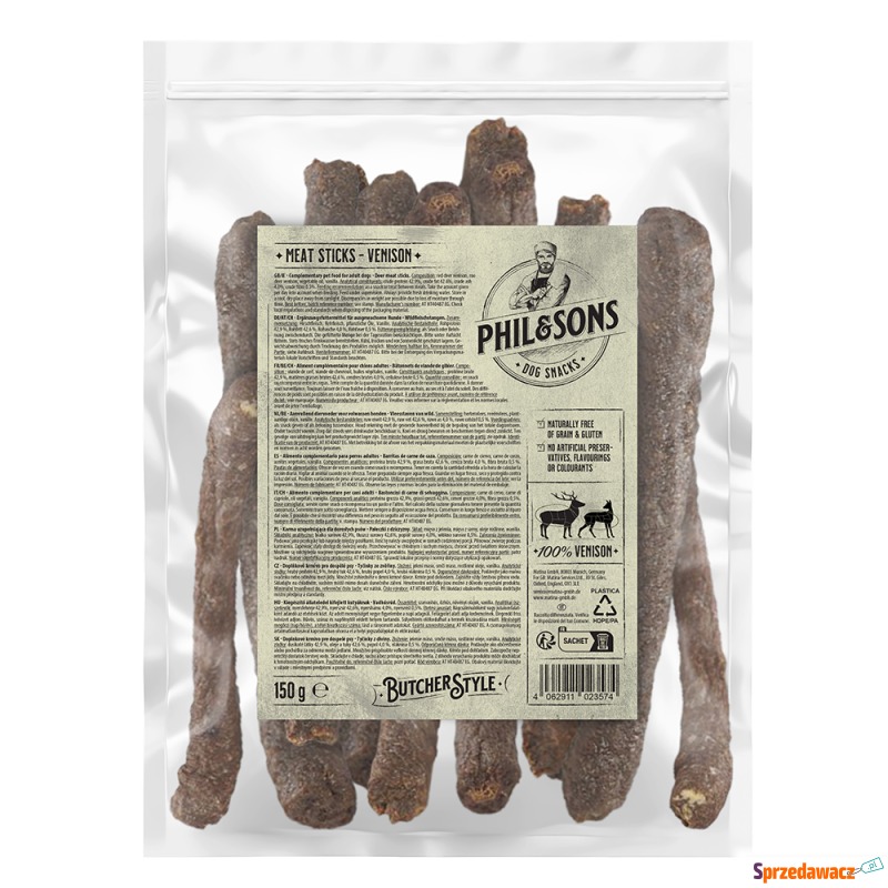 Phil & Sons, pałeczki z dziczyzny - 3 x 150 g - Przysmaki dla psów - Tarnowskie Góry