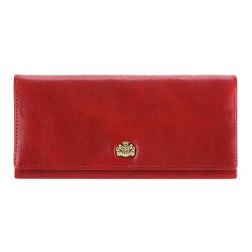Wittchen - Damski skórzany portfel z herbem poziomy czerwony