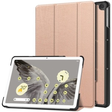 Etui Bizon Case Tab Croc do Google Pixel Tablet, różowozłote
