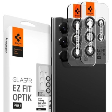 Szkło na aparat Spigen Glas.tR Ez Fit Optik 2-Pack do Galaxy S22 Ultra, czarne