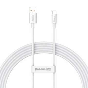 Kabel Baseus Superior do szybkiego ładowania USB-A do USB-C 100W 2m, 480Mb/s, biały