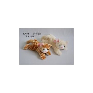  Pluszak Kot z głosem 29cm Leżący z kokardą SUN-DAY K0562 