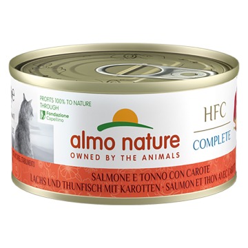Pakiet Almo Nature HFC Complete, 24 x 70 g - Łosoś i tuńczyk z marchewką
