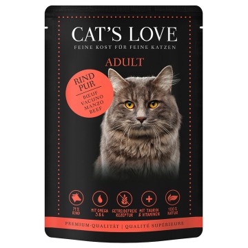 Cat's Love, 12 x 85 g - Czyste mięso z wołowiny