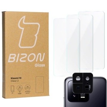 3x Szkło + szybka na aparat BIZON Clear 2 do Xiaomi 13