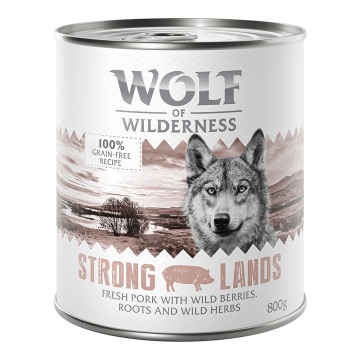 Wolf of Wilderness Adult, 6 x 800 g - Strong Lands, wieprzowina