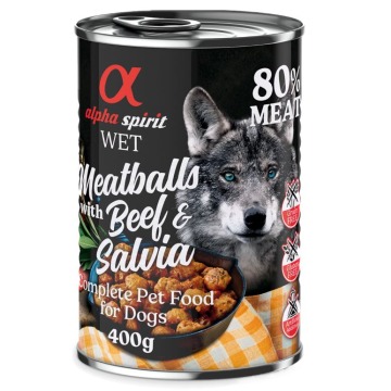alpha spirit Dog Meatballs, 6 x 400 g - Wołowina z szałwią