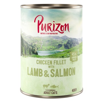 Purizon Adult 12 x 400 g, bez zbóż - Filet z kurczaka z łososiem i jagnięciną