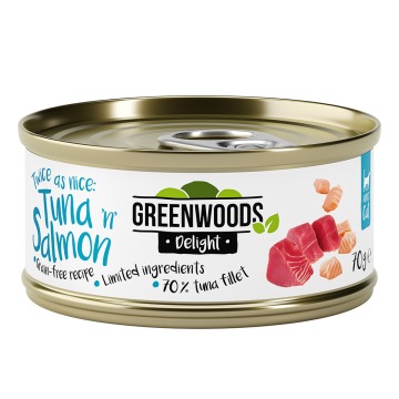 Greenwoods Delight, filet z tuńczyka i łosoś - 6 x 70 g
