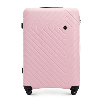 Wittchen - Duża walizka z ABS-u z geometrycznym tłoczeniem jasny różowa