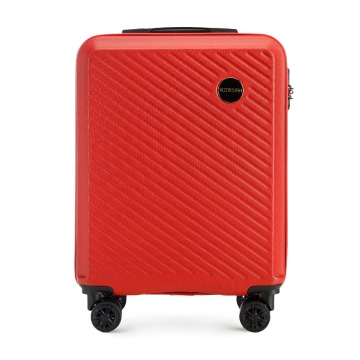 Wittchen - Walizka kabinowa z ABS-u w ukośne paski czerwona