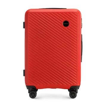 Wittchen - Średnia walizka z ABS-u w ukośne paski czerwona