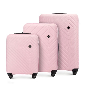 Wittchen - Zestaw walizek z ABS-u z geometrycznym tłoczeniem jasny róż