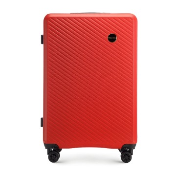 Wittchen - Duża walizka z ABS-u w ukośne paski czerwona