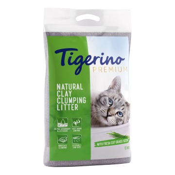 Korzystny dwupak: Tigerino, żwirek dla kota, 2 x 12 kg - Zapach świeżo skoszonej trawy