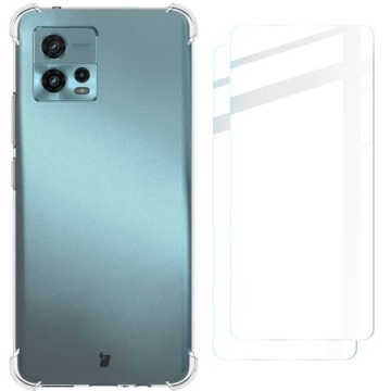 Etui + 2x folia Bizon Case Clear Pack do Motorola Moto G72, przezroczyste