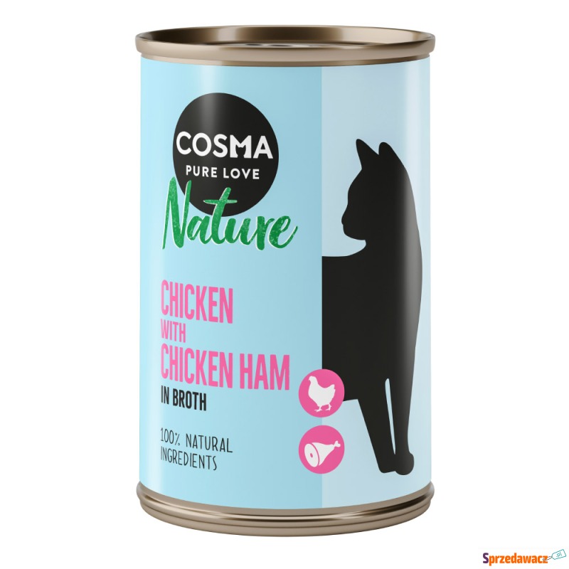 Pakiet Cosma Nature, 12 x 140 g - Kurczak i szynka... - Karmy dla kotów - Zgierz