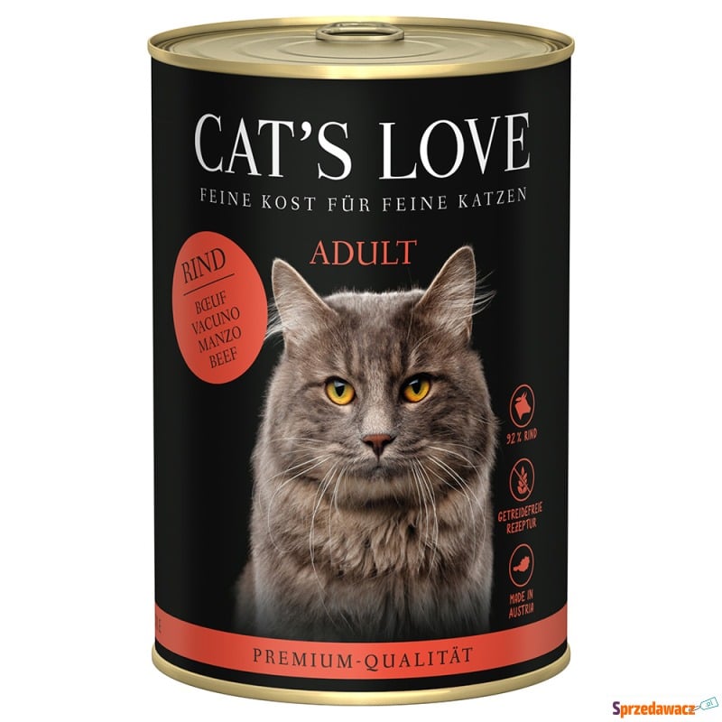 Cat's Love, 6 x 400 g - Czyste mięso z wołowiny - Karmy dla kotów - Nowy Sącz