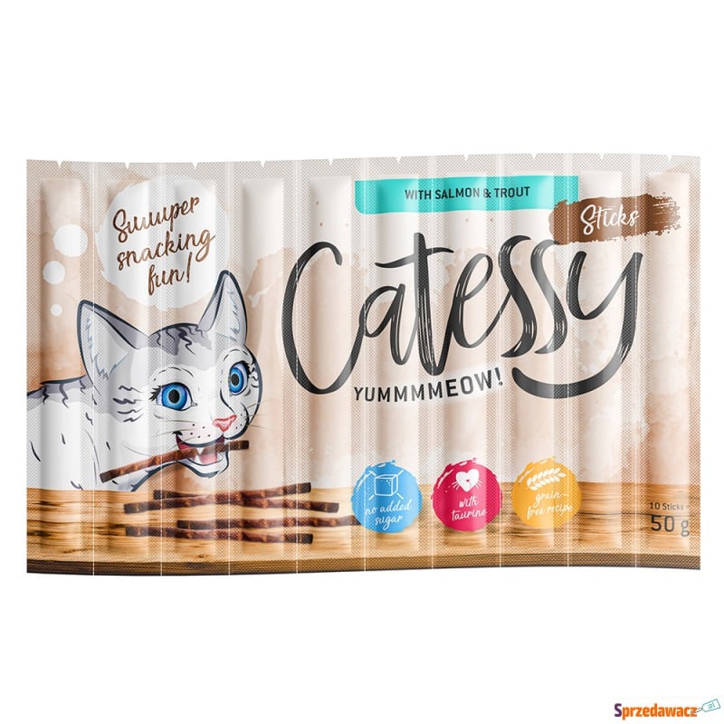 Catessy Sticks, 10 x 5 g - Z łososiem i pstrągiem - Przysmaki dla kotów - Płock
