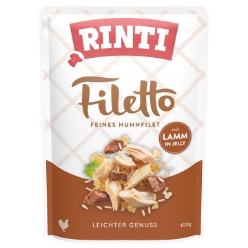 Megapakiet RINTI Filetto w galarecie, saszetki, 48 x 100 g - Kurczak z jagnięciną
