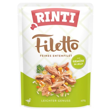 Megapakiet RINTI Filetto w galarecie, saszetki, 48 x 100 g - Kaczka z warzywami