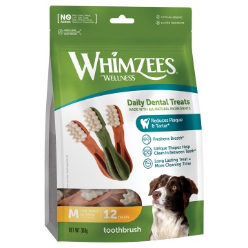Whimzees by Wellness Toothbrush - Rozmiar M: dla średnich psów (12-18 kg, 12 szt.