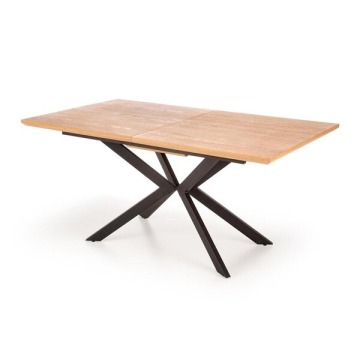 Stół rozkładany Legarto 160-200x90x76 cm, blat dąb naturalny, noga czarna