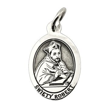 Medalik srebrny z wizerunkiem Św. Roberta