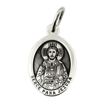 Medalik srebrny z wizerunkiem Serca Pana Jezusa